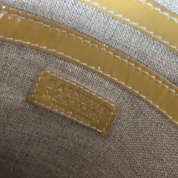 Barneys New York Large Vintage Tote Patent Leather Work Camel Made in Italy - Picture 2 of 13